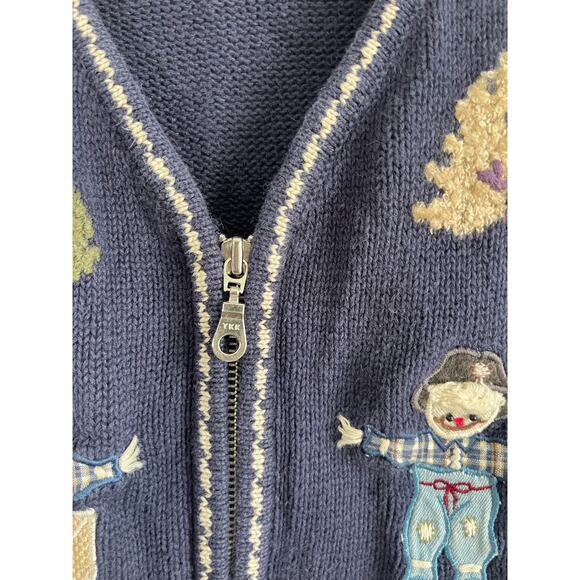 VTG Northern Reflections Fall Scarecrow Sweater Vest Navy Zip Front extra large - Picture 6 of 10